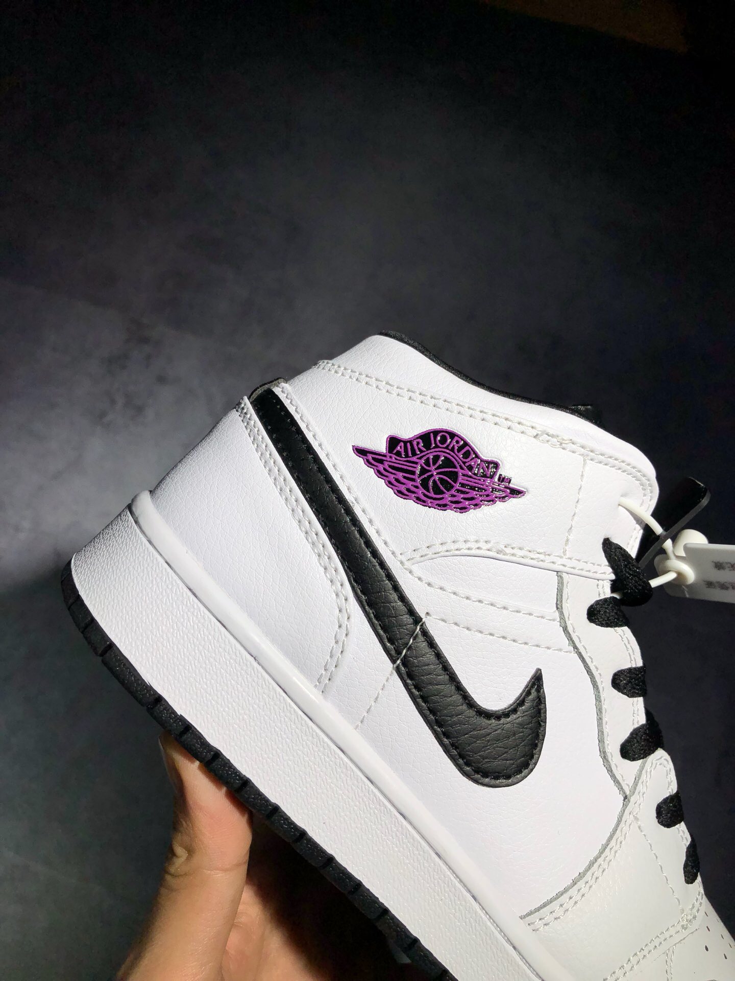 Authentic Air Jordan 1 Mid White Grape GS